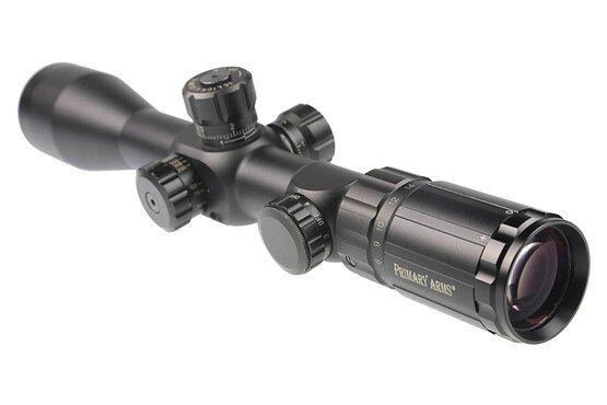The Primary Arms 4-14x riflescope with illuminated HUD DMR 5.56 reticle features 6 brightness settings